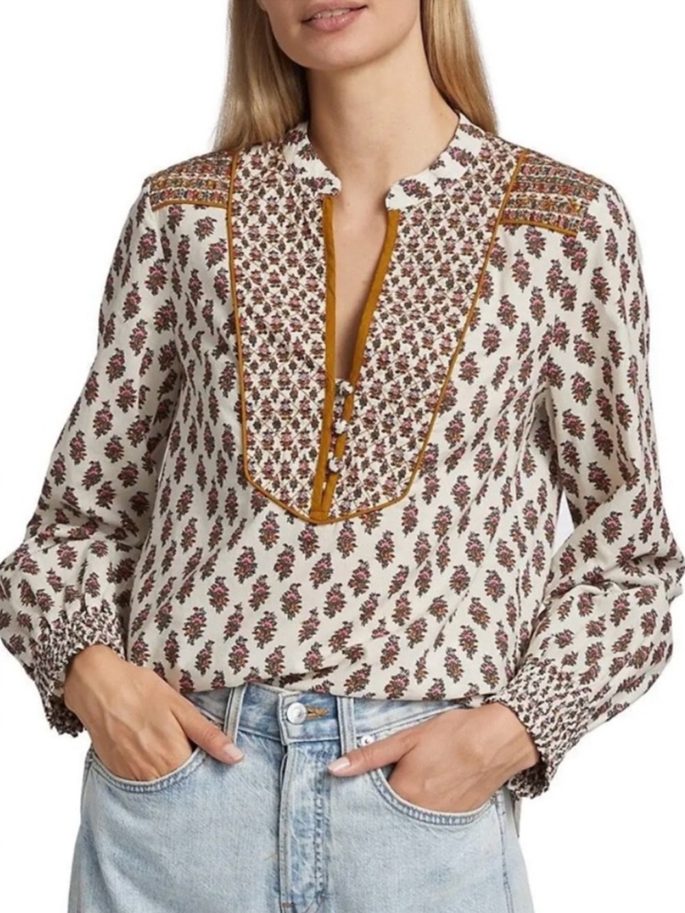 NWT | Veronica Beard Alivia Block Print Blouse